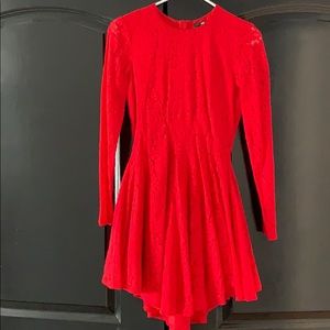 Red lace skater dress